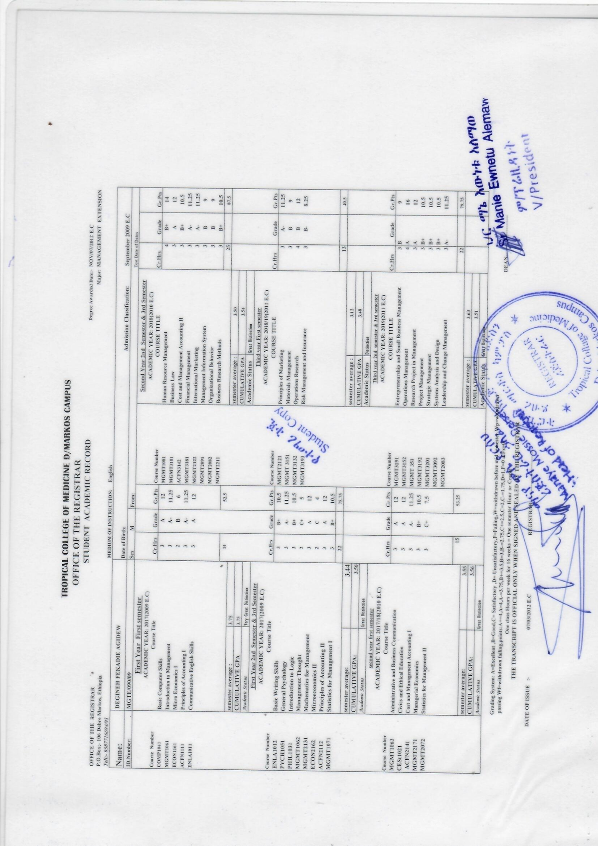Student-COP - Academic Transcript Overview and Status Report - Studocu