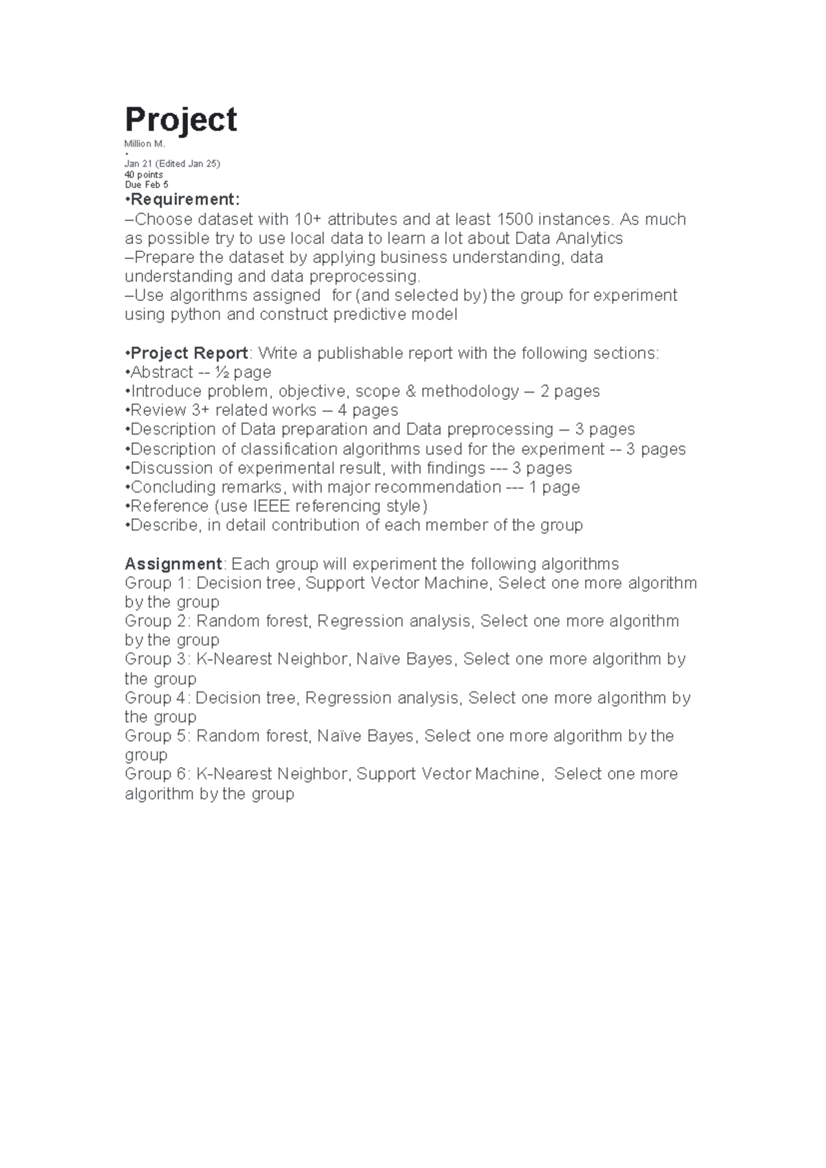 Data Analytics Project Report: Dataset Experimentation & Findings - Studocu