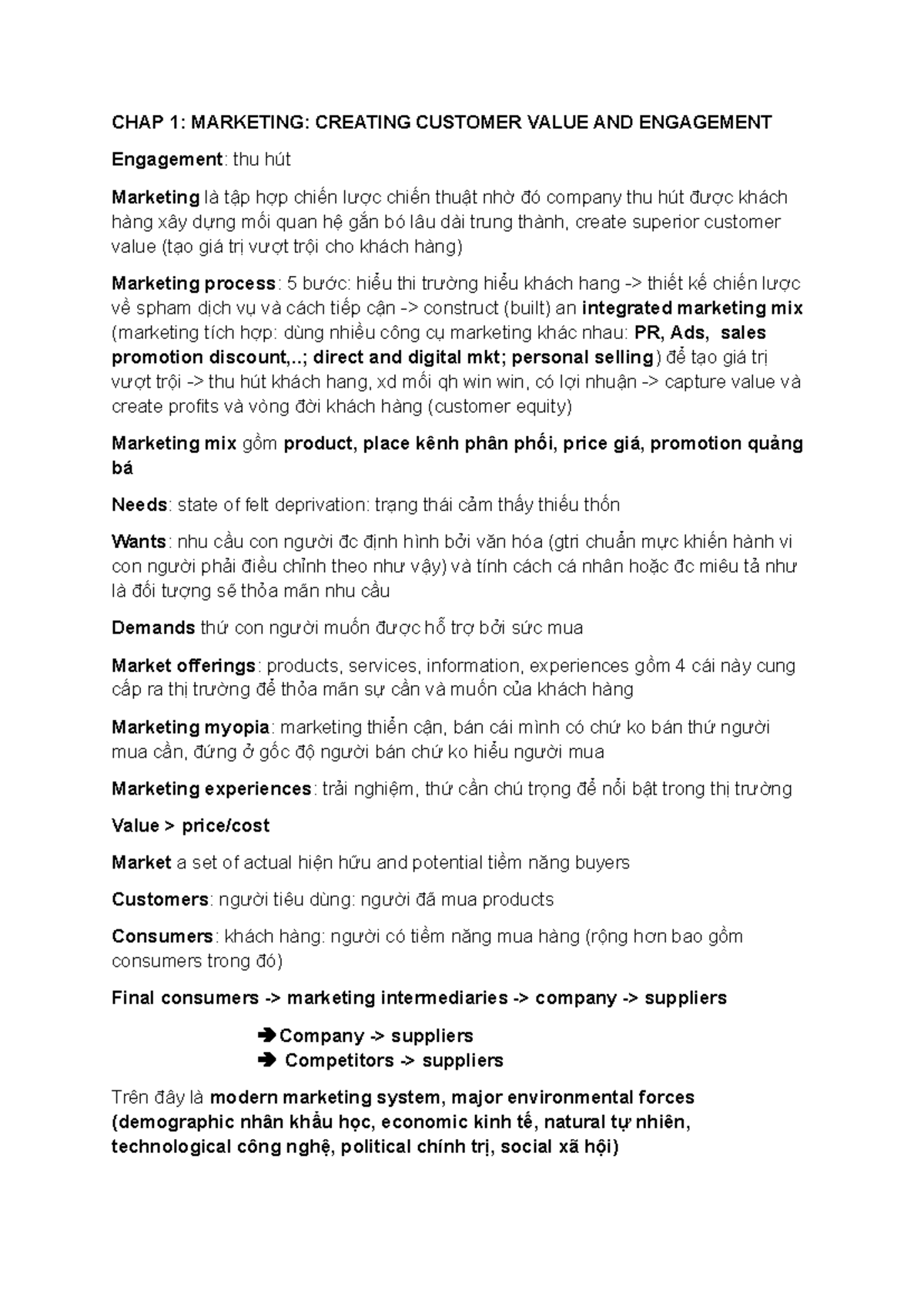MKT101: Chapter 1 - Marketing Strategies for Customer Engagement - Studocu