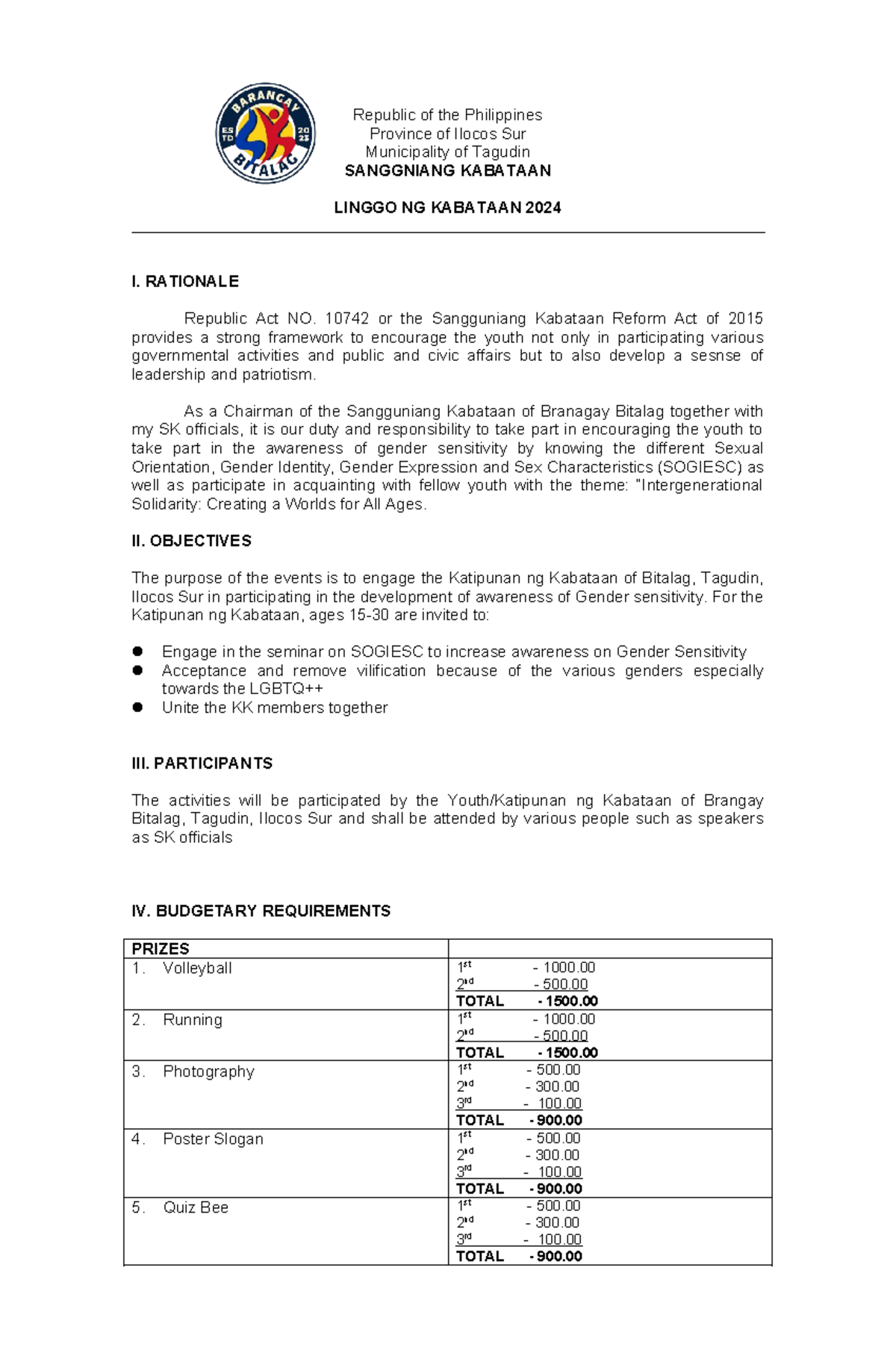 SK Activity Design: Promoting Gender Sensitivity Awareness 2024 - Studocu
