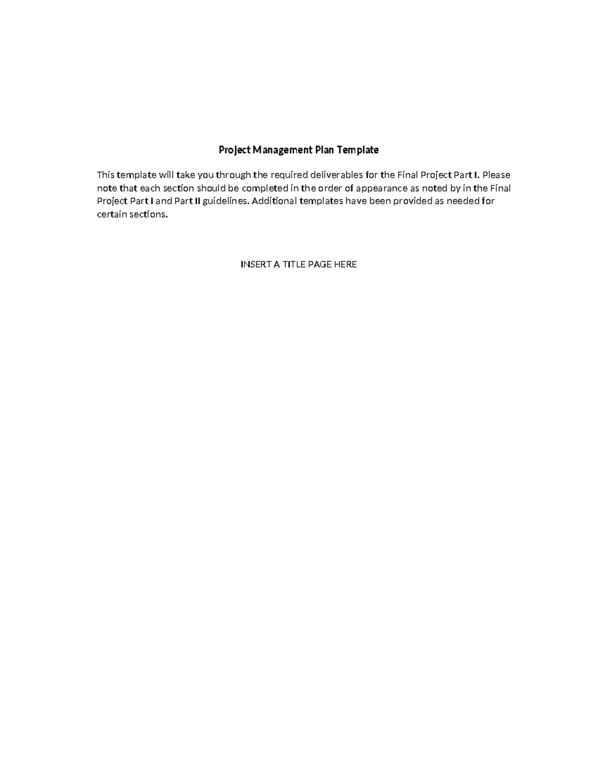 QSO355 Final Project Management Plan Template by Angelica Rogers - Studocu