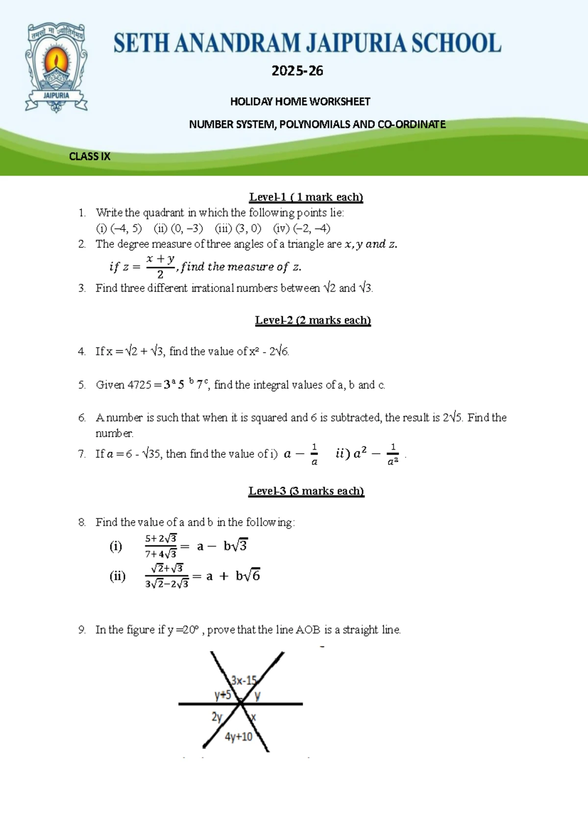 Class IX German Holiday Homework Worksheet 2025-26 - Studocu