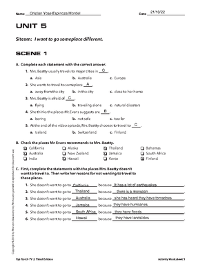 Headway 5th Edition - 84 Answer key Unit 1 1 2 ’m ... driving 3 ’ve ...