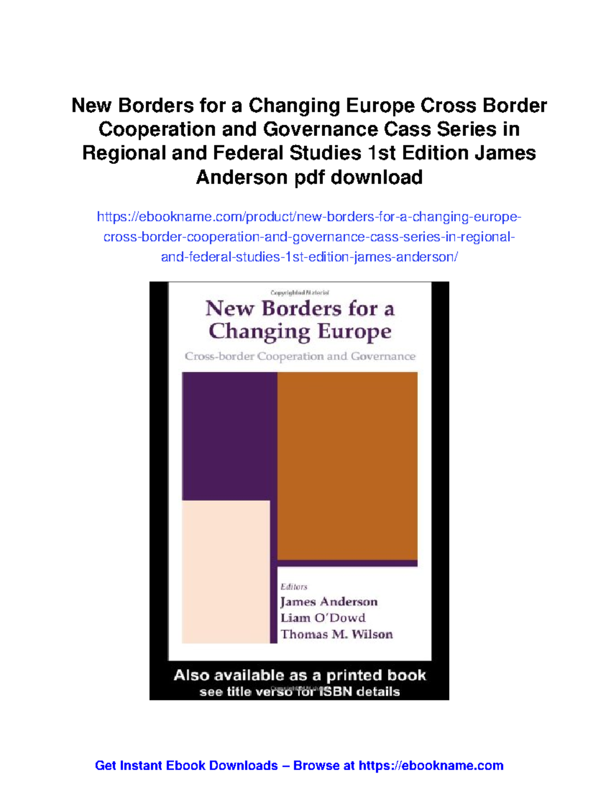 New Borders for a Changing Europe: Cross-Border Cooperation ...