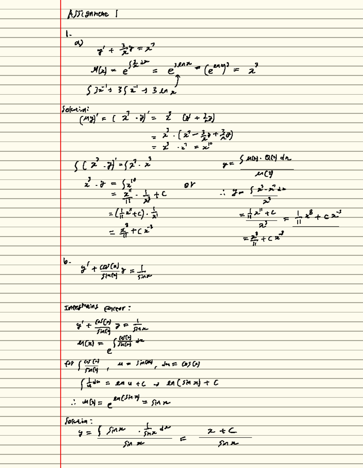 Assignment 1 submission - MATH 045 - Assignmene I a) of x 3lnx M(x) e e ...