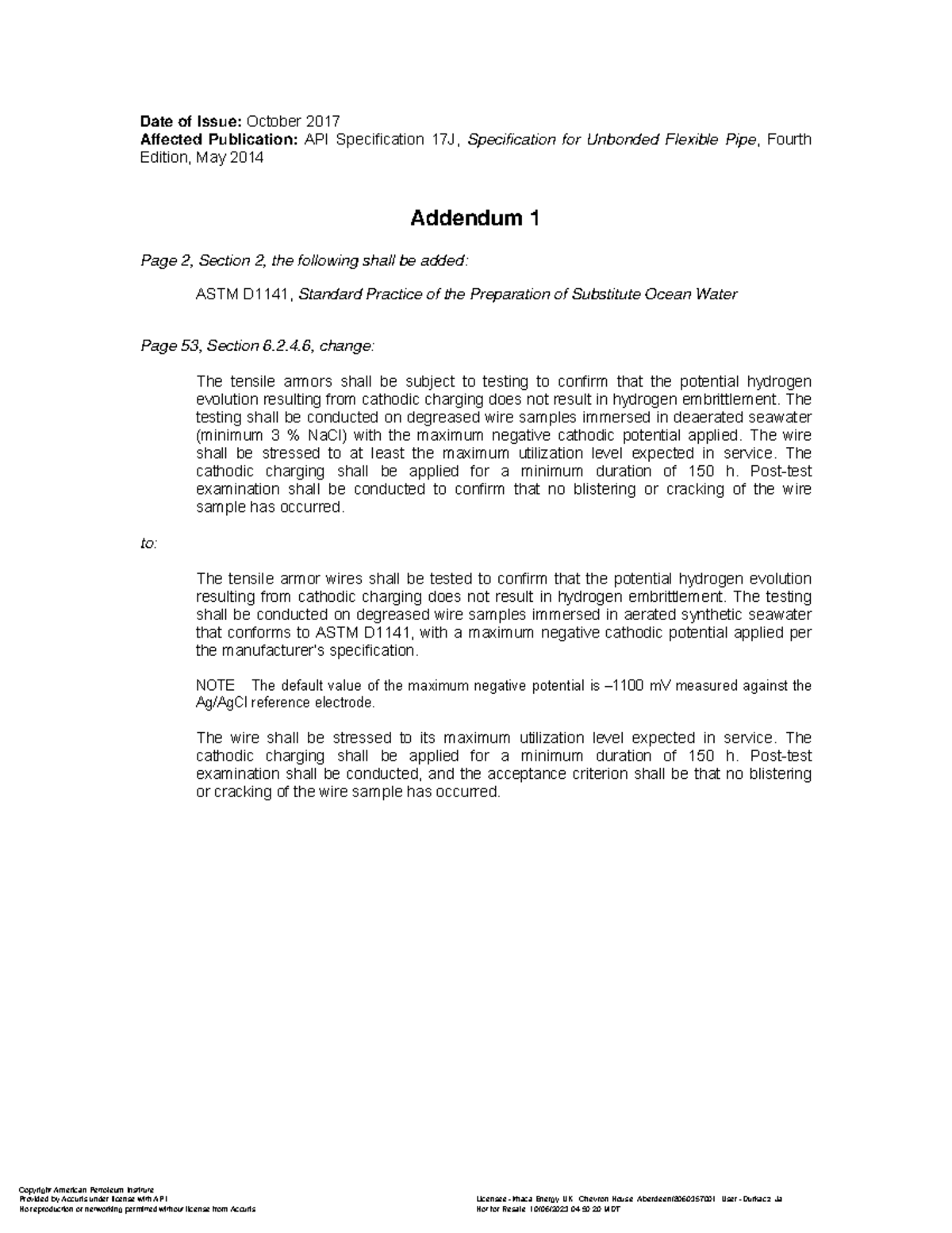 API Specification 17J: Unbonded Flexible Pipe Standards Update - Studocu