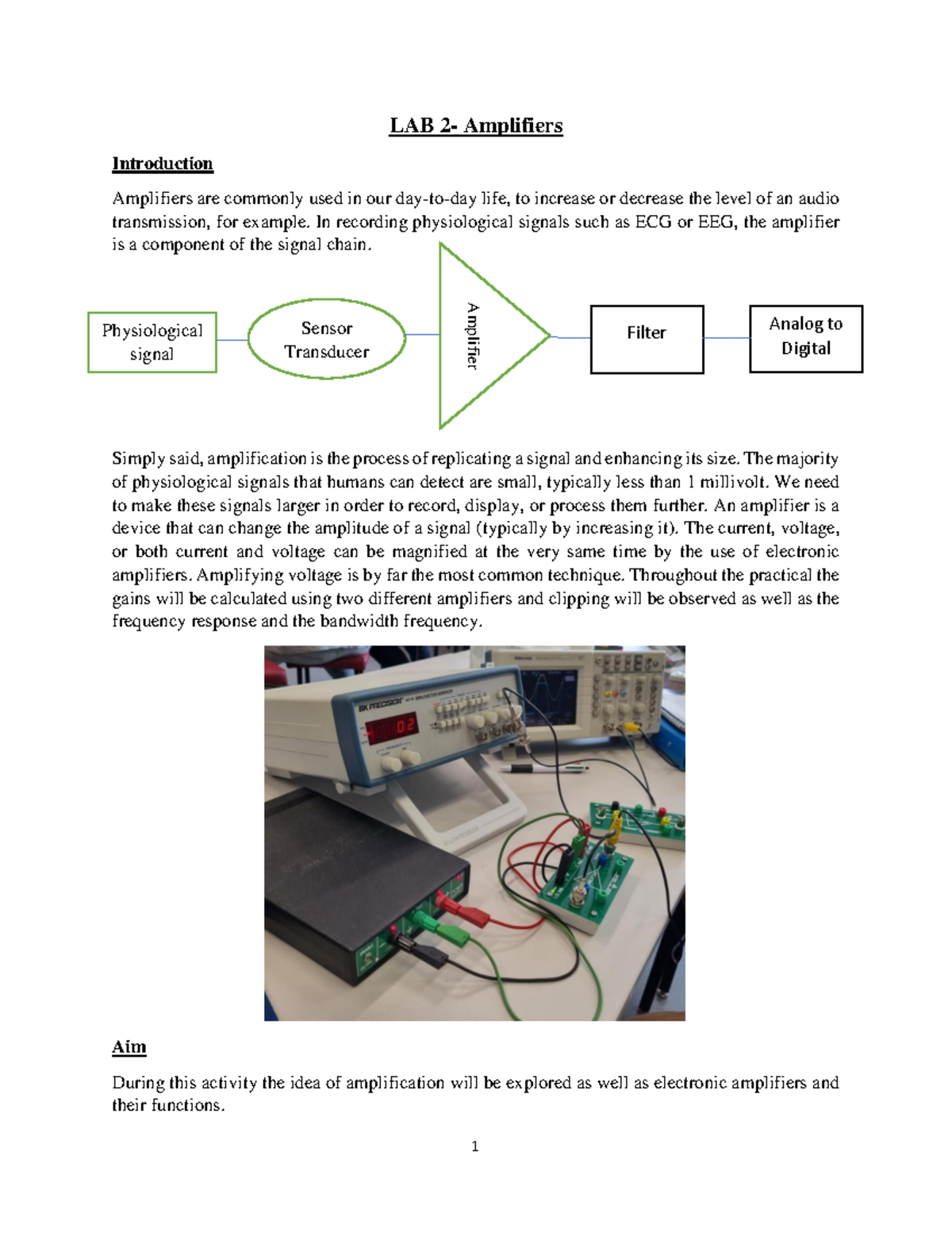 LAB 2 - Lab report semester 1 is about amplifiers and how they work ...