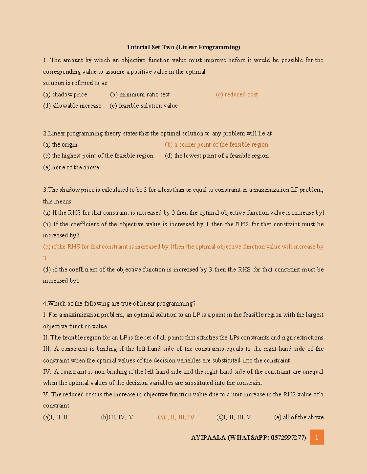 Chapter 3: Linear Programming Solutions & Sensitivity Analysis ...
