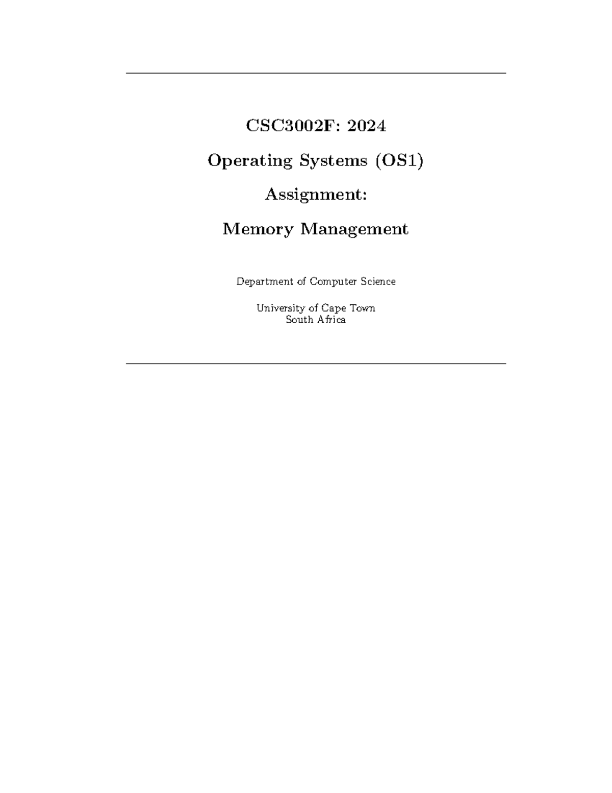 2024 CSC3002F OS1 Assignment: Memory Management Simulation - Studocu