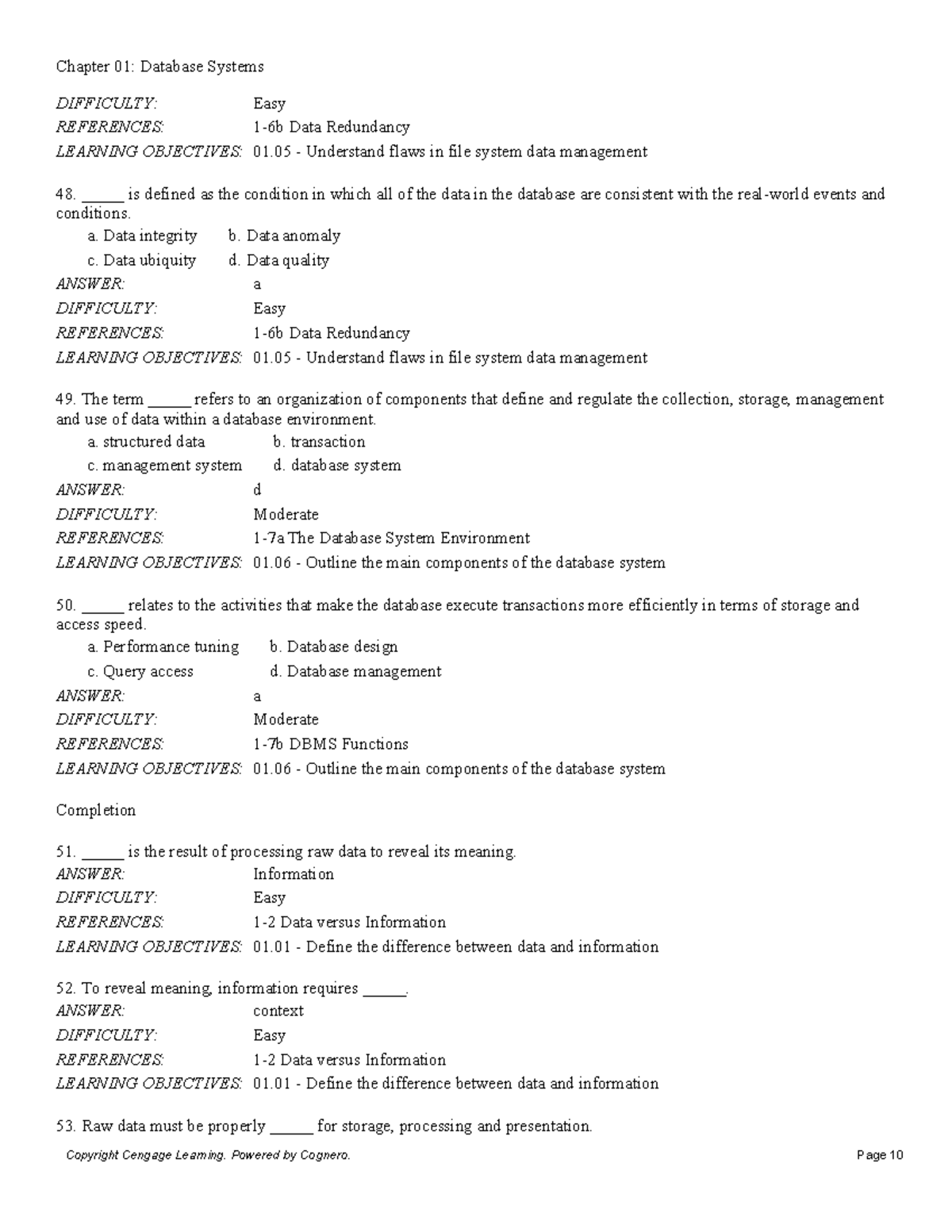 Chapter 01 Study Guide: Database Systems Concepts and Definitions - Studocu