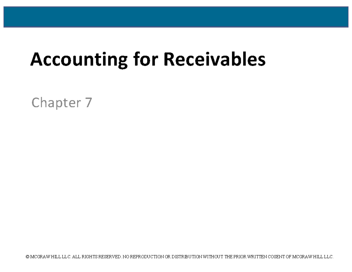 Accounting for Receivables - Chapter 7 - Studocu