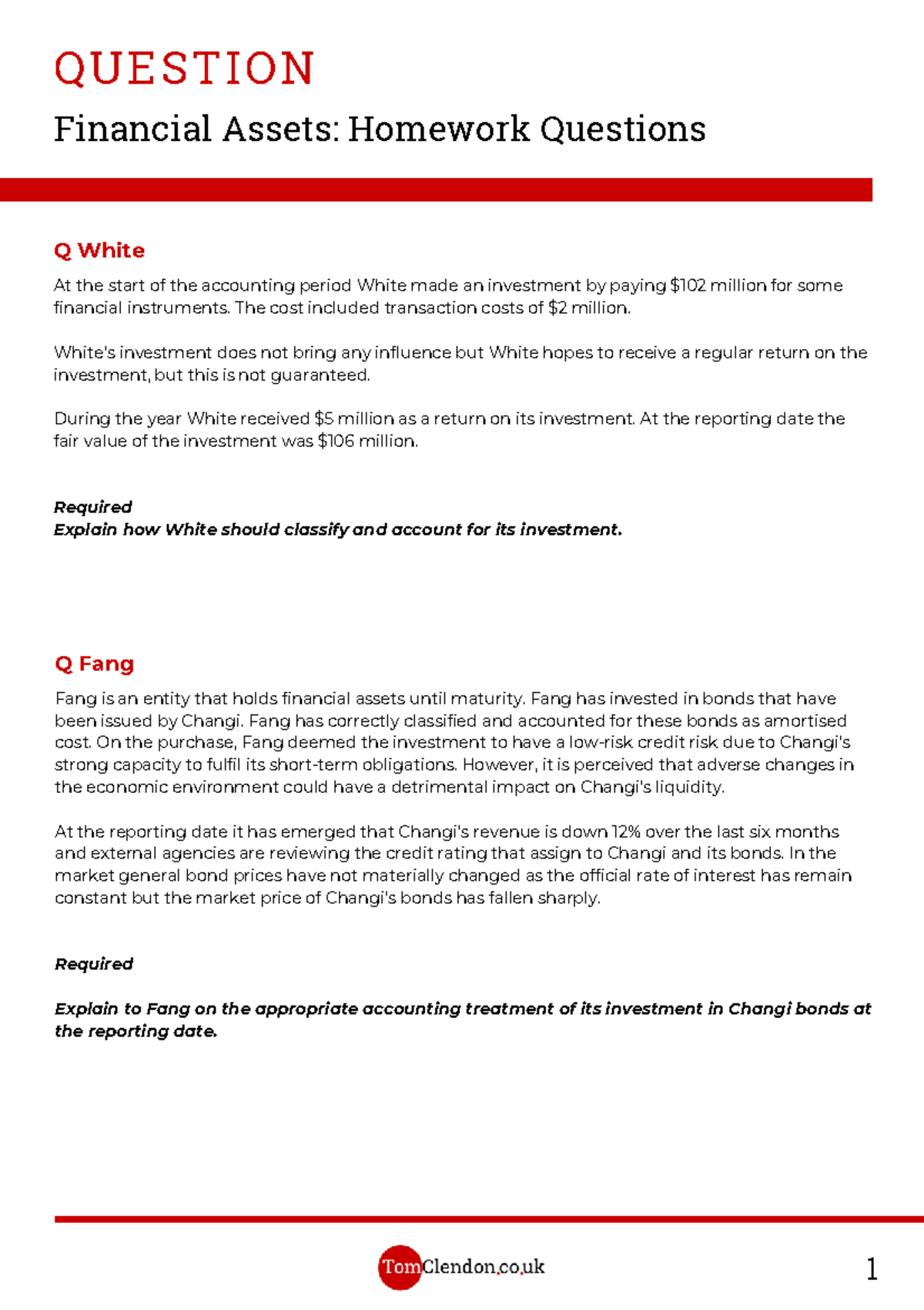3.2 Financial Assets Homework Questions - Financial Assets: Homework ...