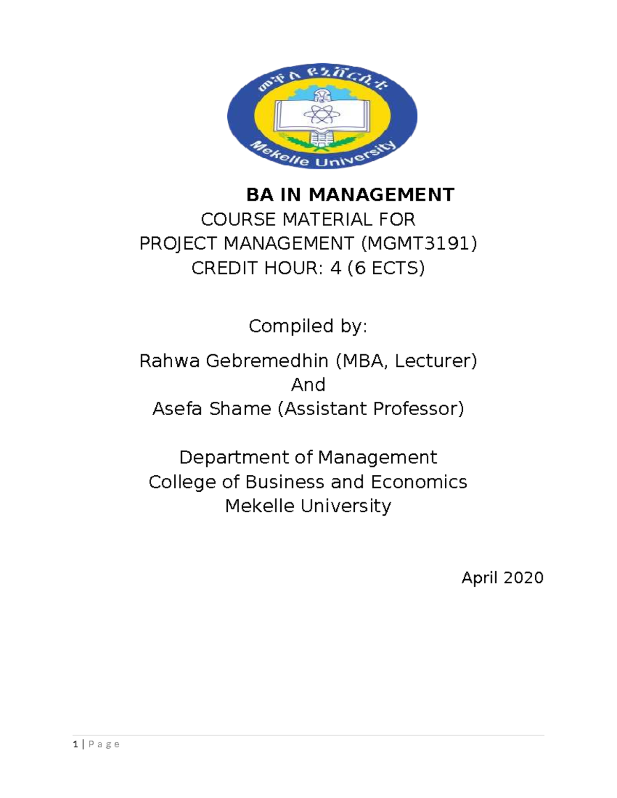 Project Management Overview and Key Concepts (MGMT3191) - Studocu