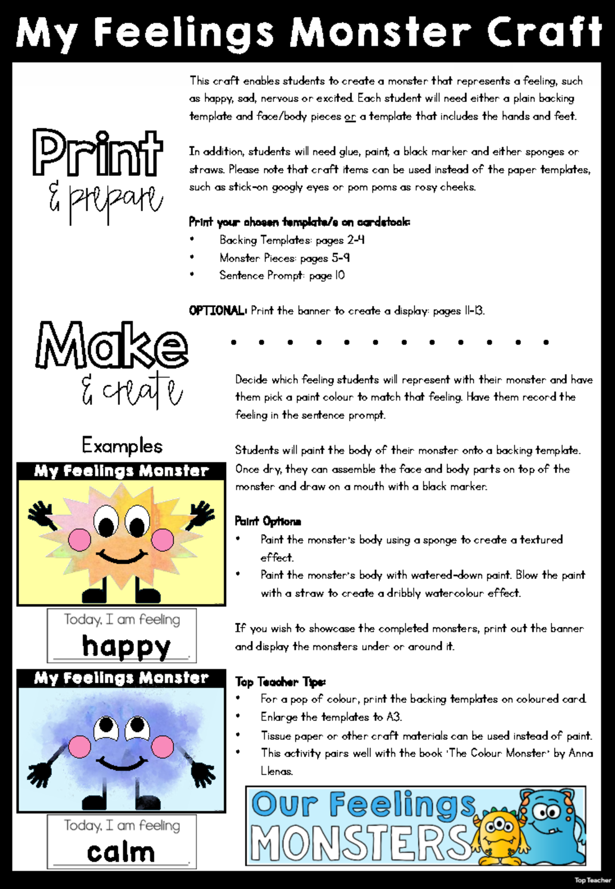 My Feelings Monster Craft Activity Guide - Studocu