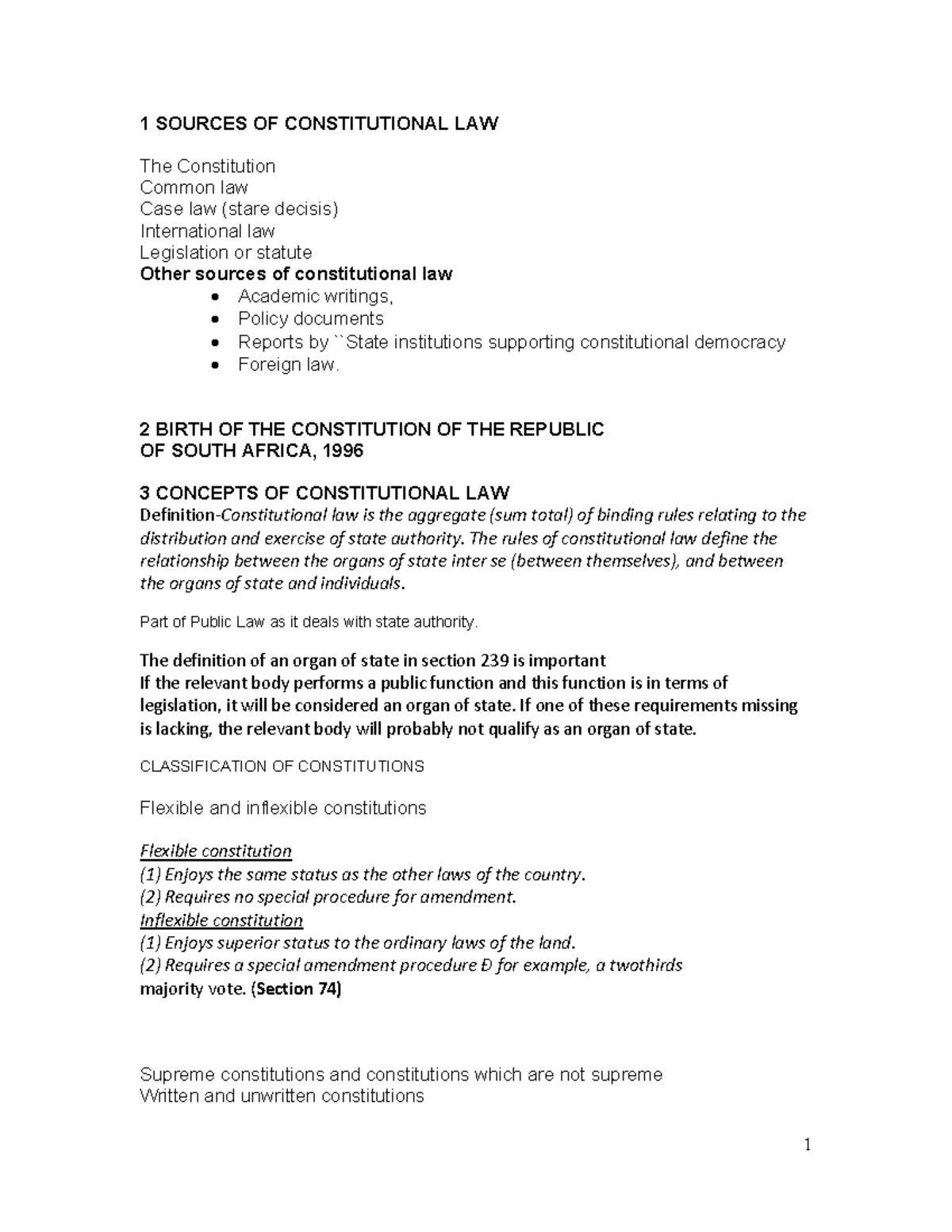 Constitutional Law Summary: Key Concepts and Framework (LAW101) - Studocu