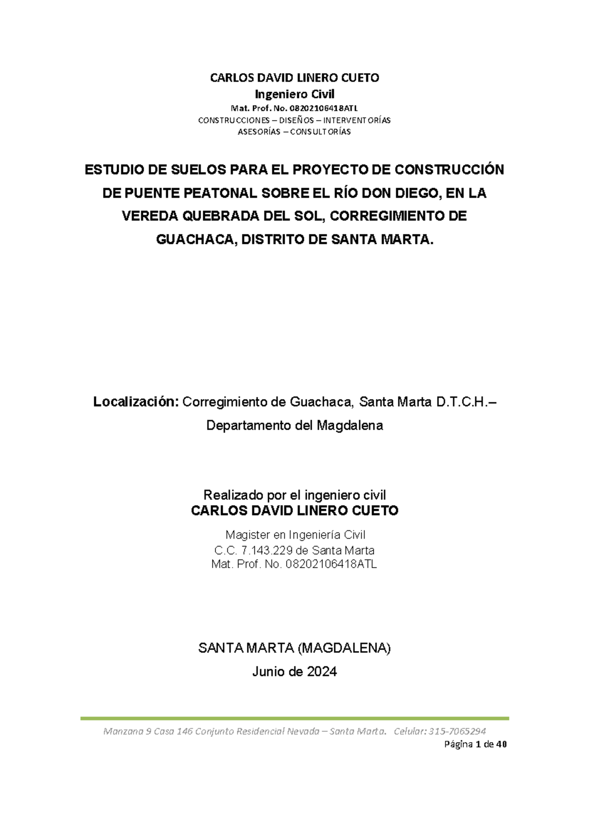 Estudio de Suelos para Puente Peatonal Río Don Diego - Ingeniería Civil - 2024 - Document Preview