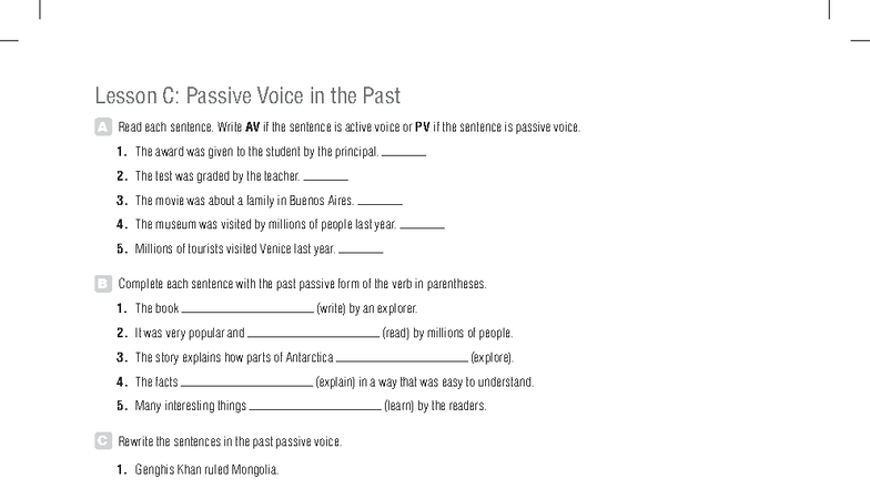 World English 3e Level 2: Grammar Activities Unit 9 - Lesson C - Studocu