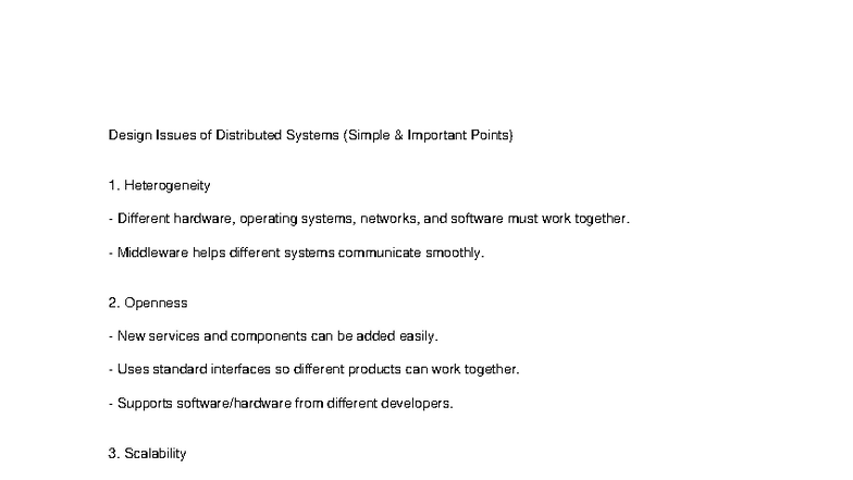 Design Issues in Distributed Systems: Key Points Overview - Studocu