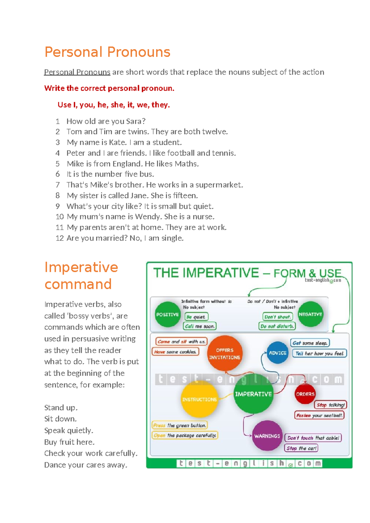 Personal Pronouns & Imperatives - English Language Guide (ENG101 ...