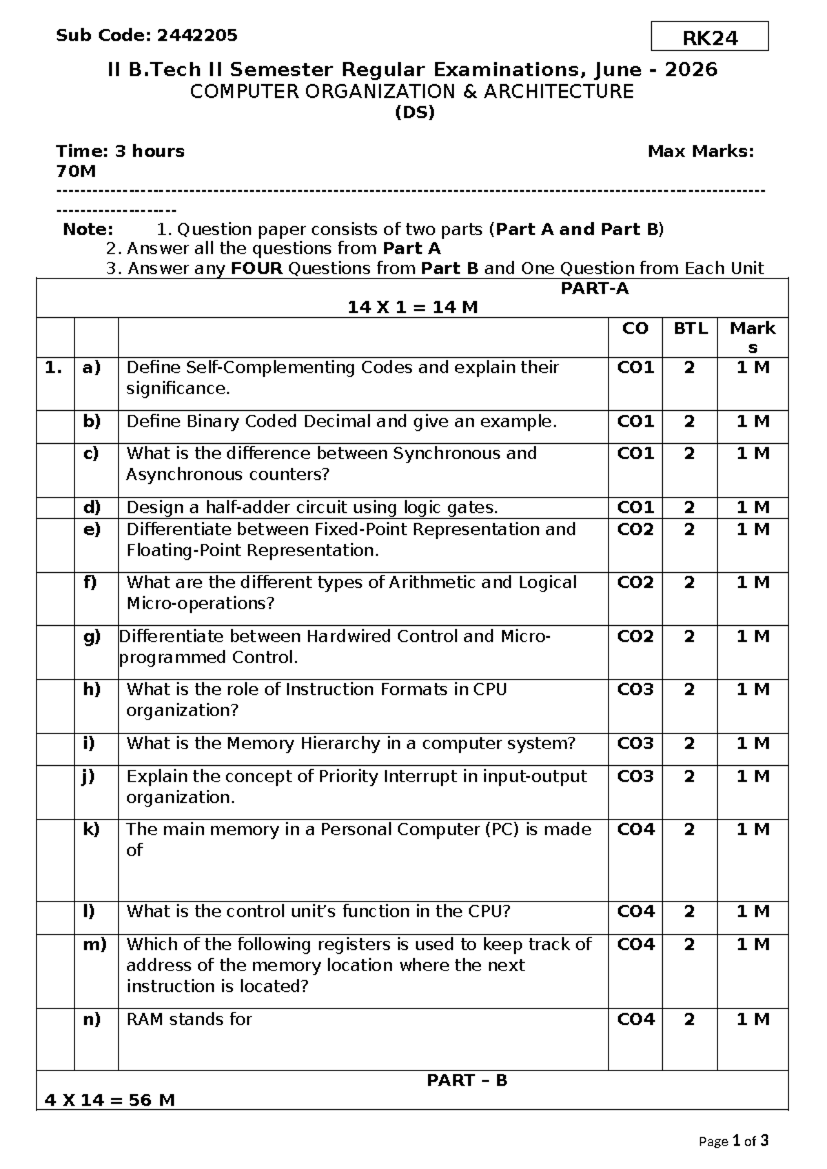 Sub Code: 2442205 RK24 II B.Tech II Sem Final Exam Model Paper ...