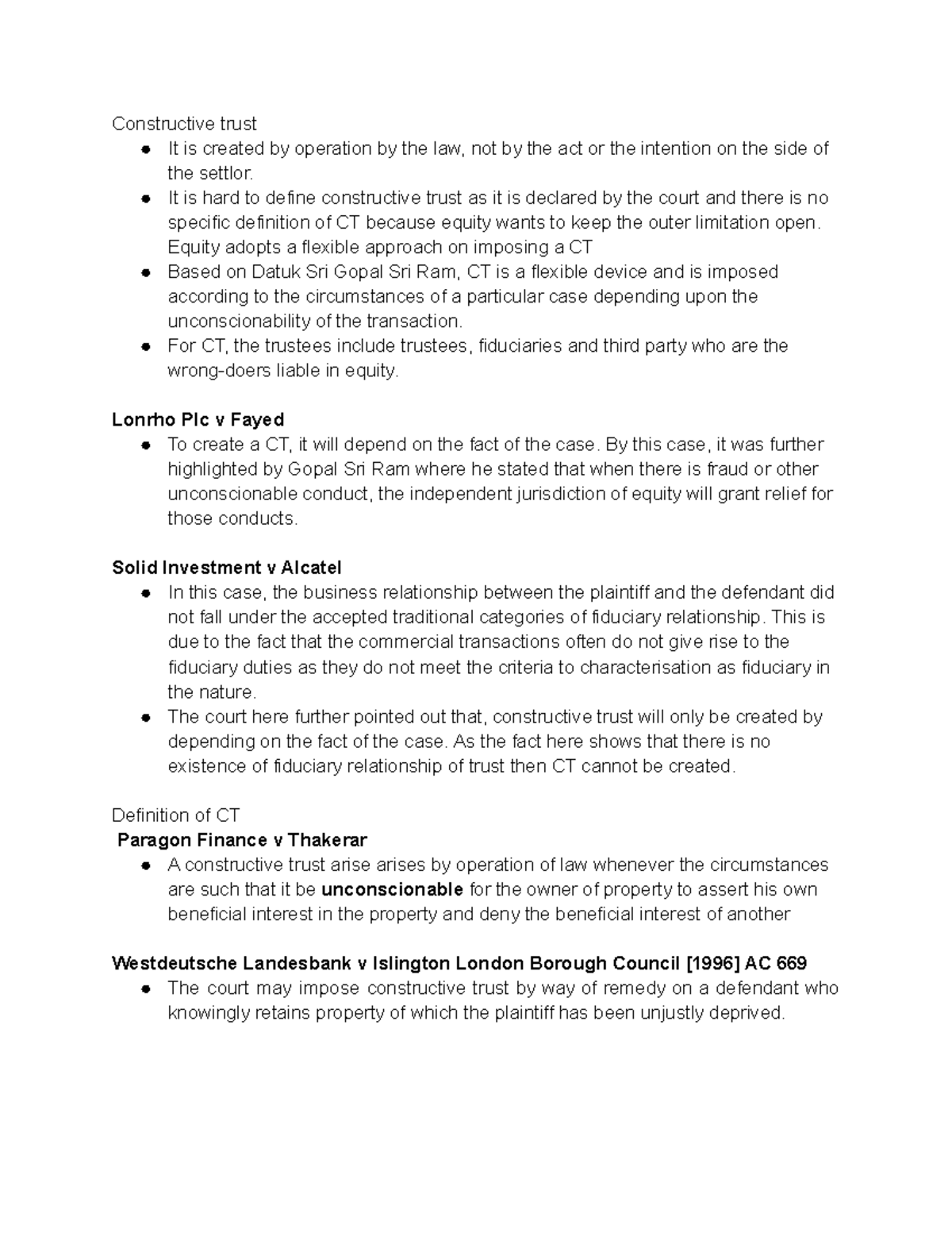 Constructive Trusts: Key Cases & Concepts in Trust Law II - Studocu