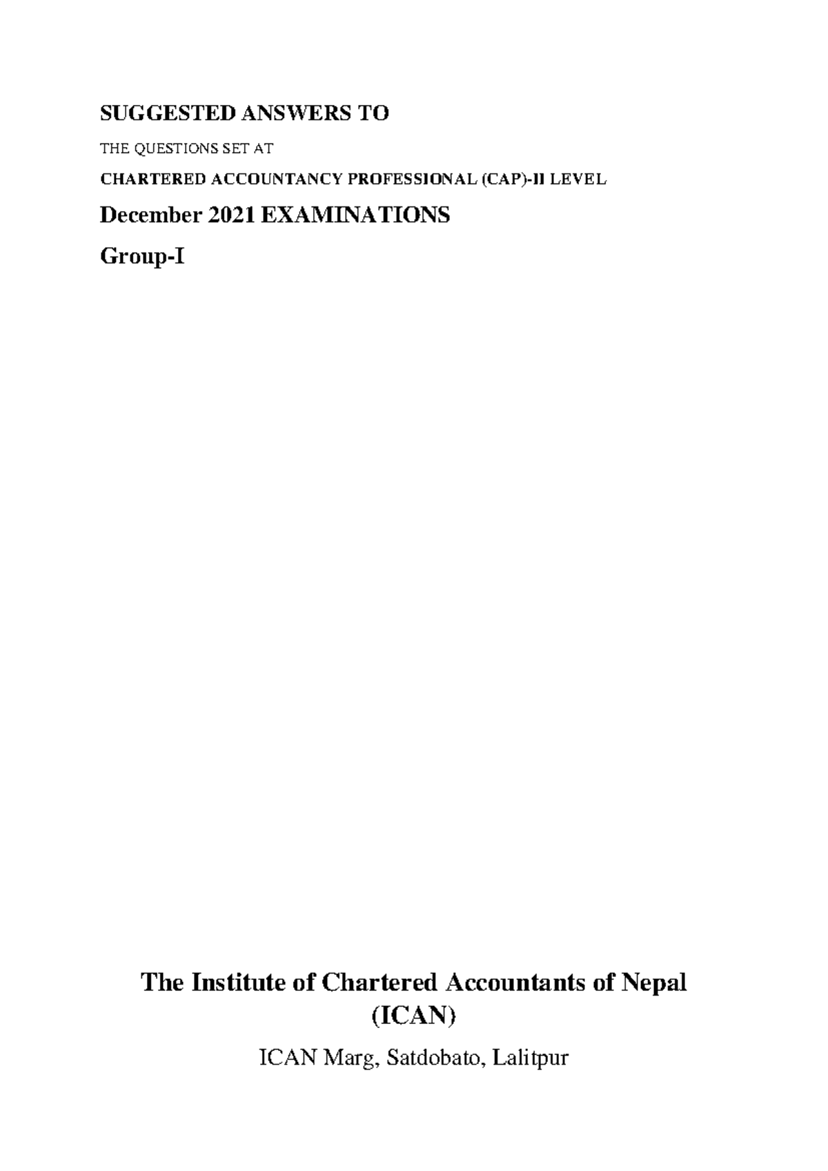 CAP-II SA Group-I Dec2021 Final - SUGGESTED ANSWERS TO THE QUESTIONS ...