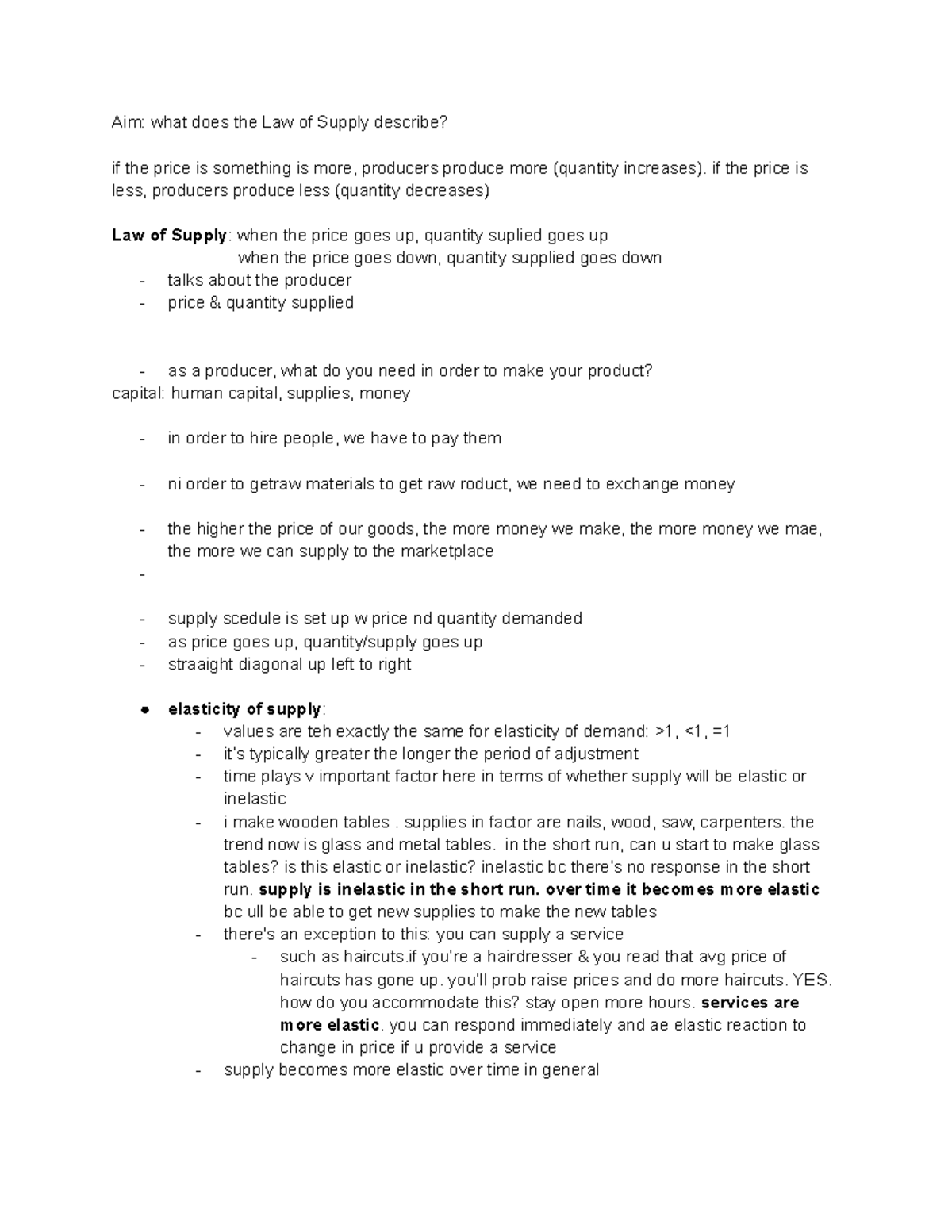 Economics ECON101 - Chapter 5 Lecture Notes on Law of Supply - Studocu