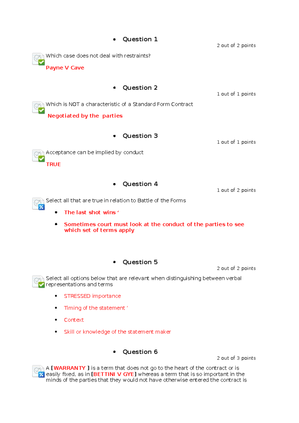 MCQ Practice Test on Contract Law Concepts for LAW101 - Studocu