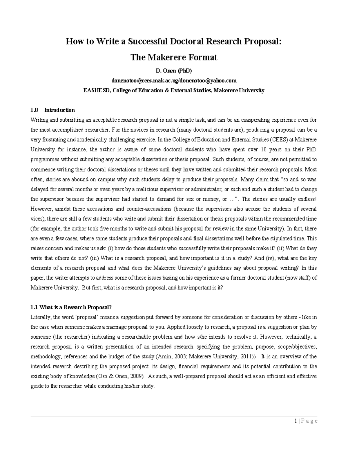 Crafting an Effective Doctoral Research Proposal: A Makerere University ...