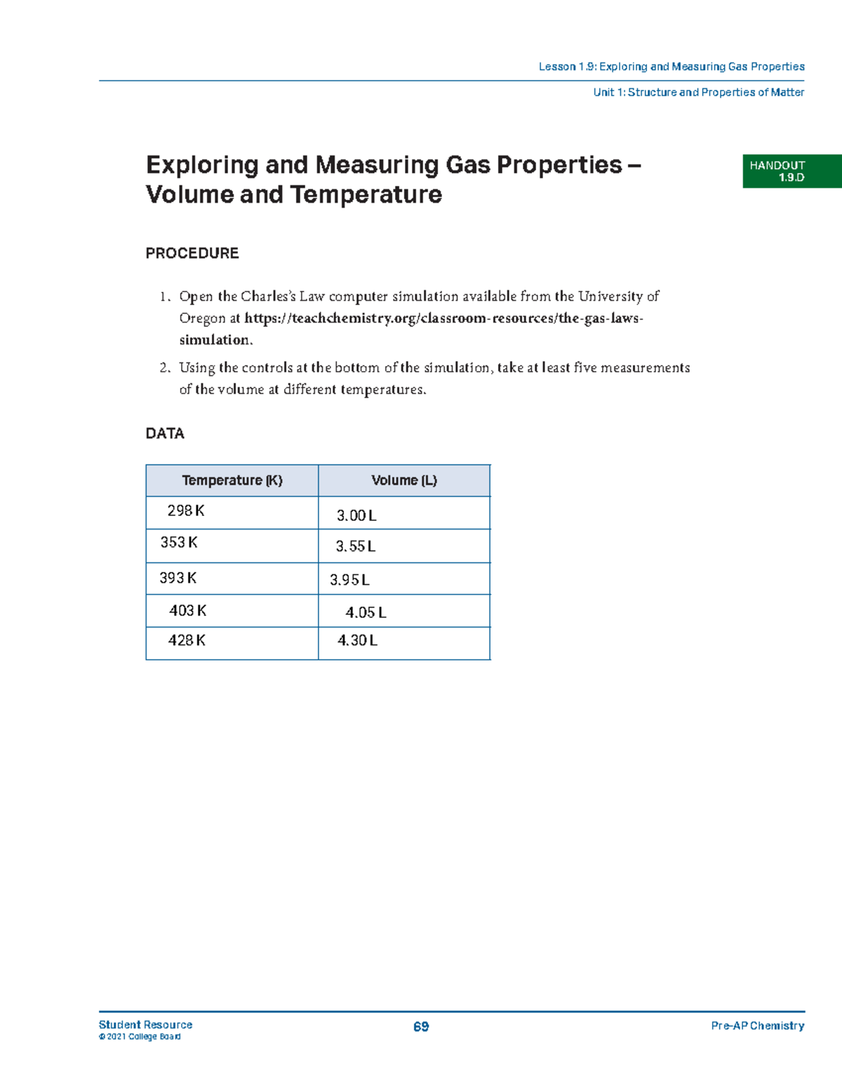 CHEM 101: Lesson 1.9 - Exploring Gas Properties: Volume & Temp Analysis ...