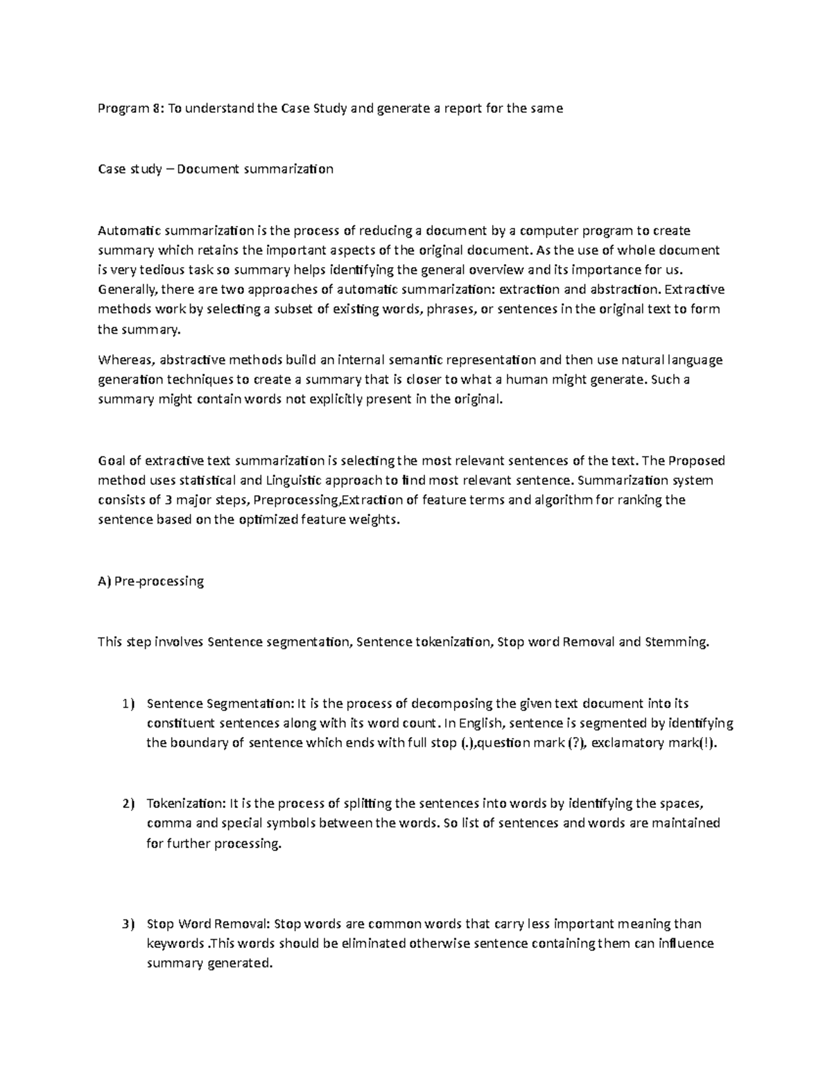Casestudy IR - case study information retrieval - Program 8: To ...