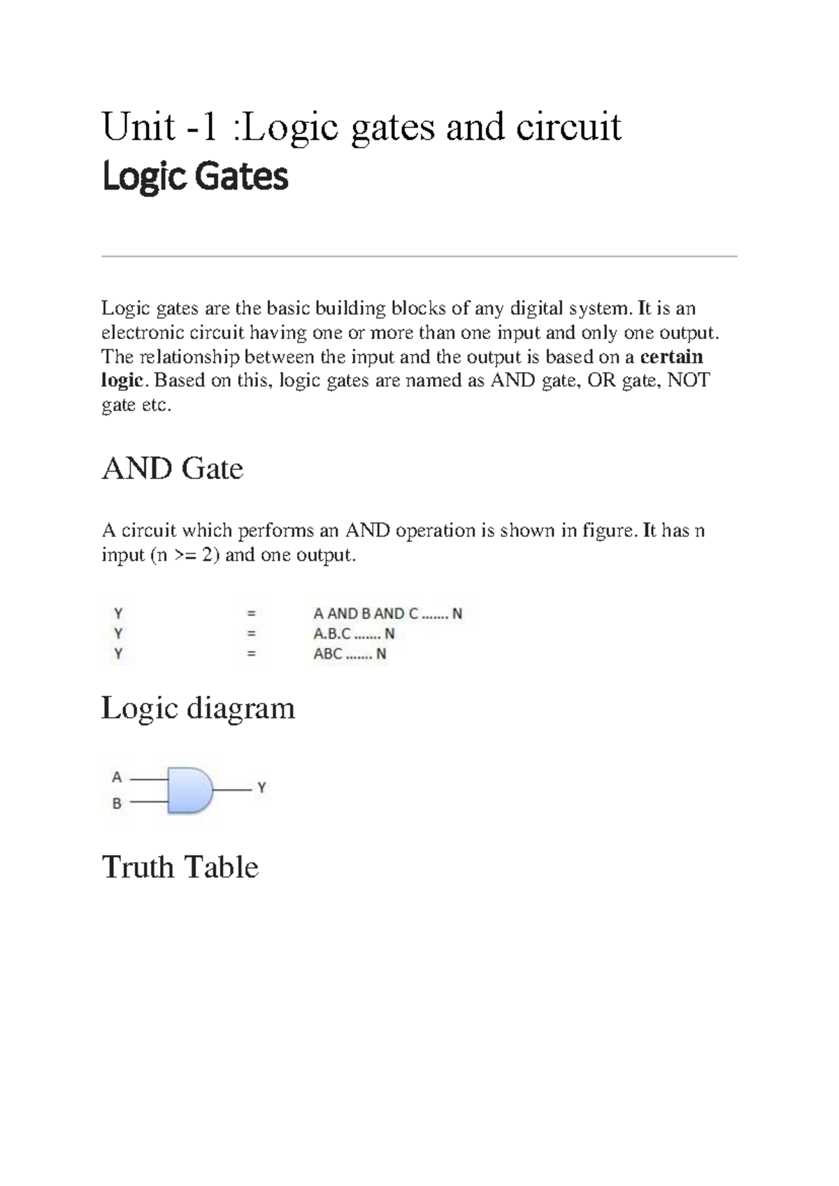 UNIT 1 DECO - Comprehensive Notes on Logic Gates and K-maps - Studocu