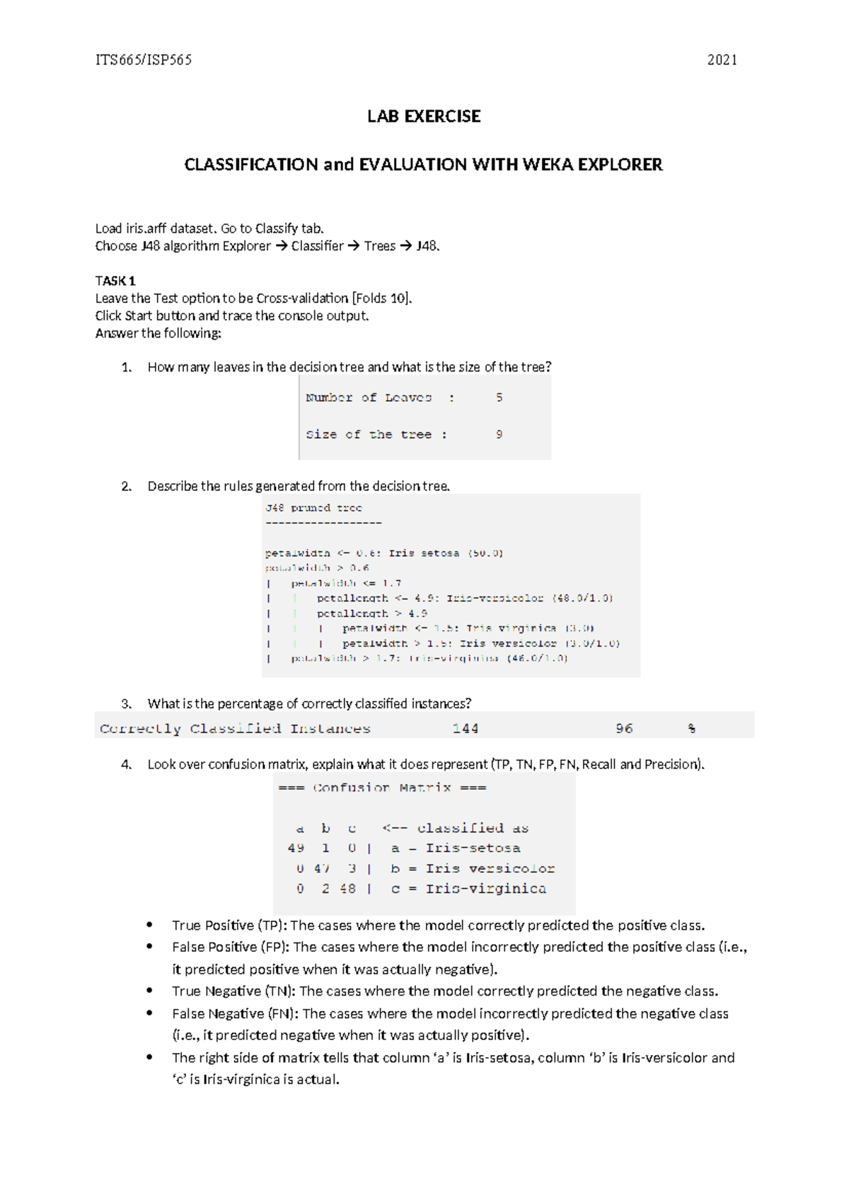 WEEK 7 - Classifier Insyirah Nurman - LAB EXERCISE CLASSIFICATION and ...