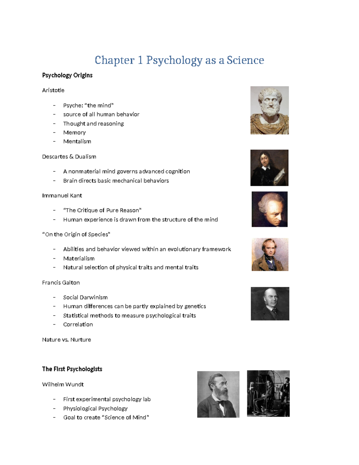 Chapter 1 - Psychology as a Science: Origins and Key Concepts - Studocu