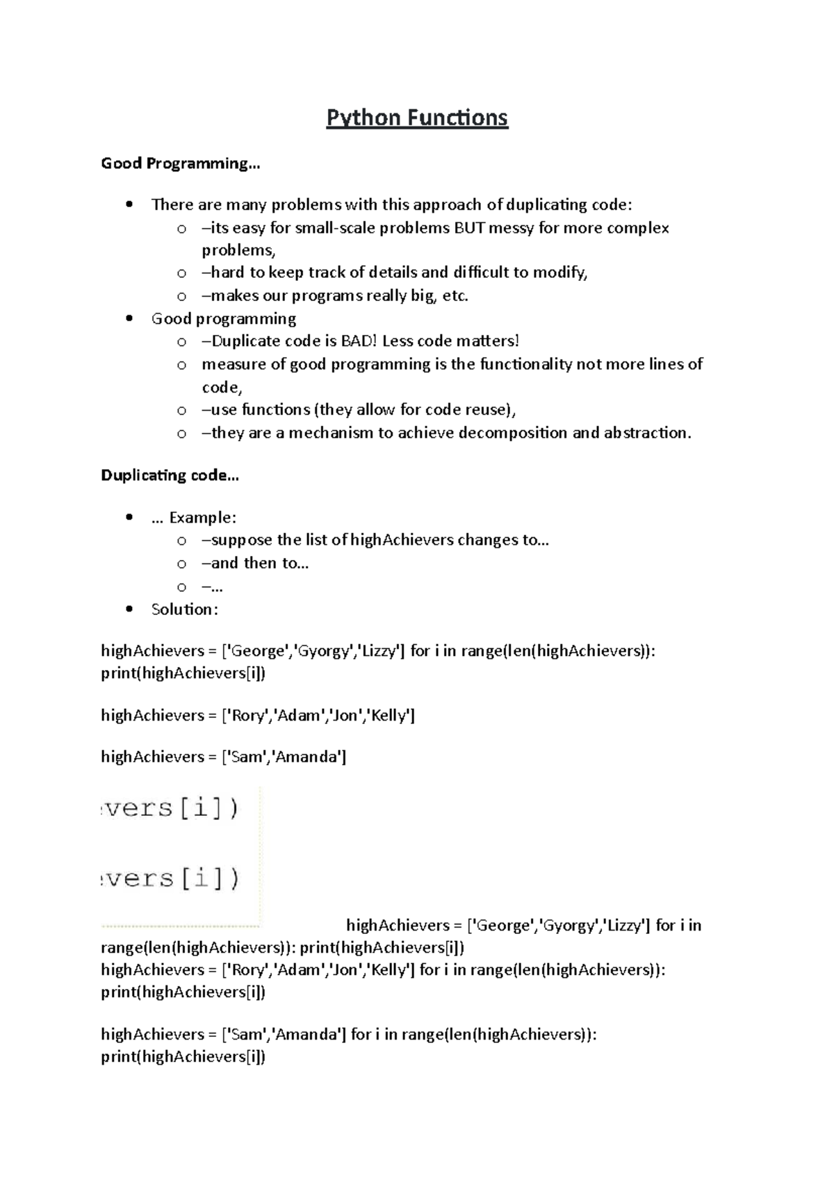 Python Functions - Python Functions Good Programming... There are many ...