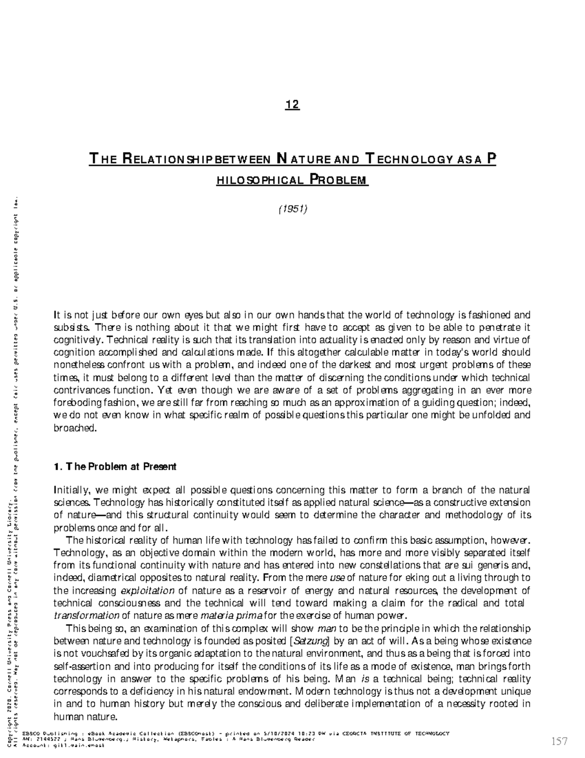 The Relationship between Nature and Technology as a Philosophical ...