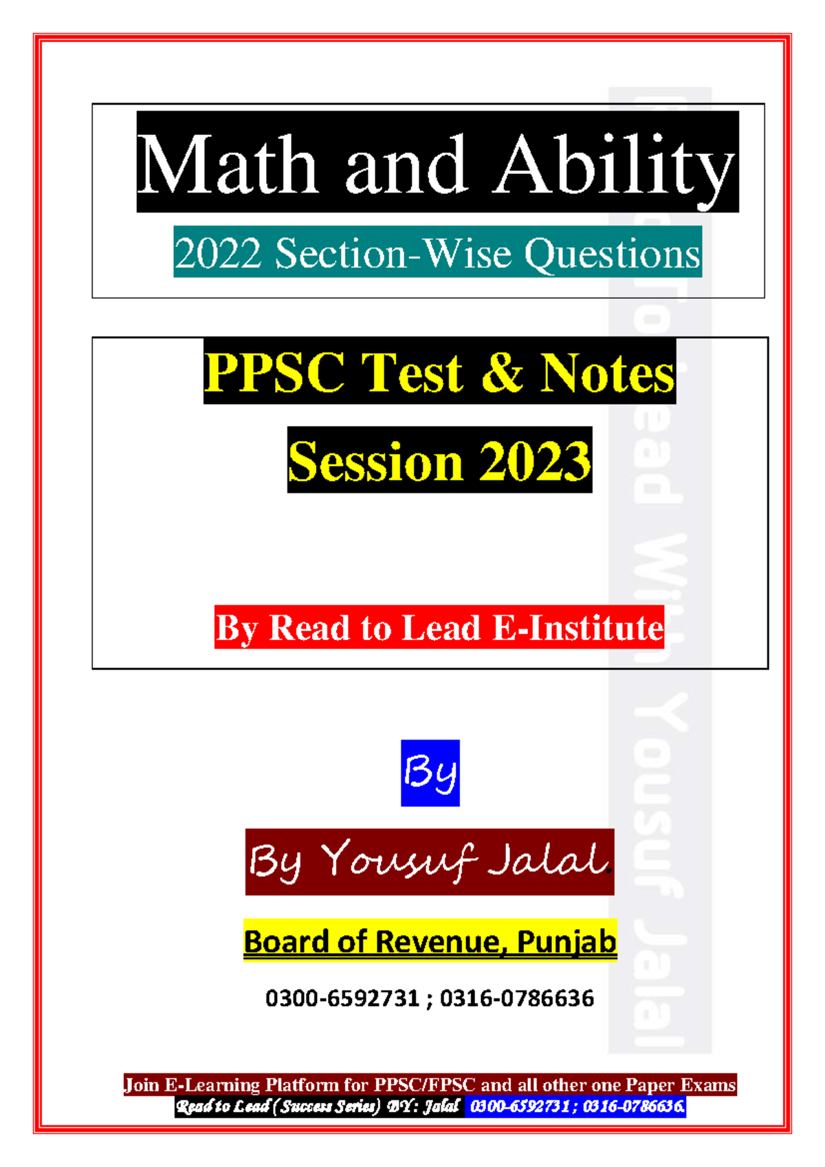 PPSC Math Test Notes 2022: Ability Questions for Session 2023 - Studocu