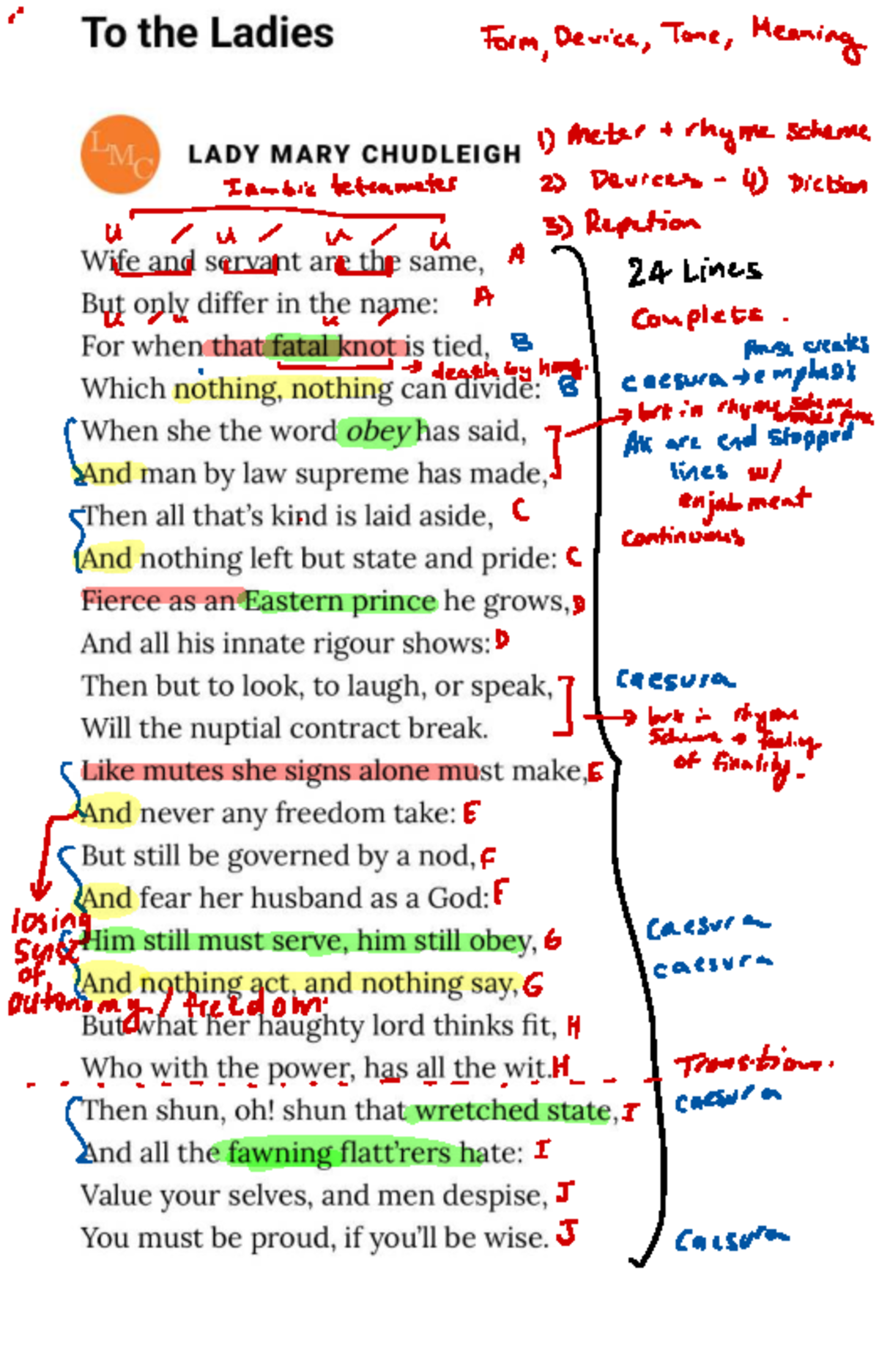 Scansion - Form , Device , Tone , Meaning. Meter rhyme scheme lambic ...