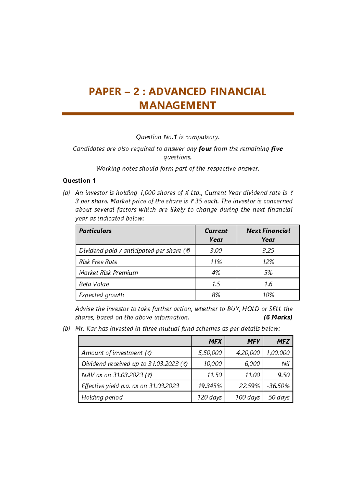 PAPER 2: ADVANCED FINANCIAL MANAGEMENT - FINAL EXAM MAY 2024 - Studocu