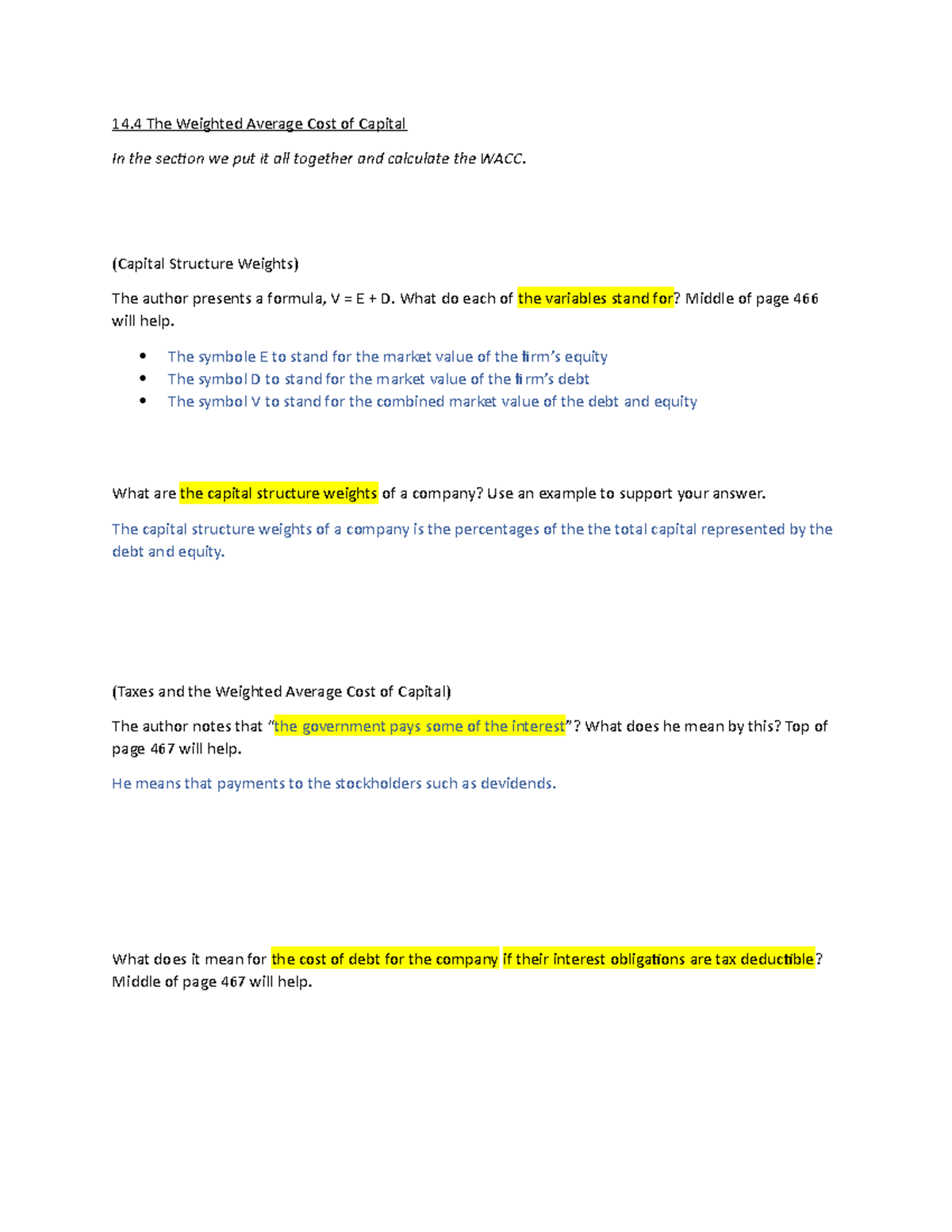 14 Handout 4 - Lecture on Weighted Average Cost of Capital (WACC) - Studocu