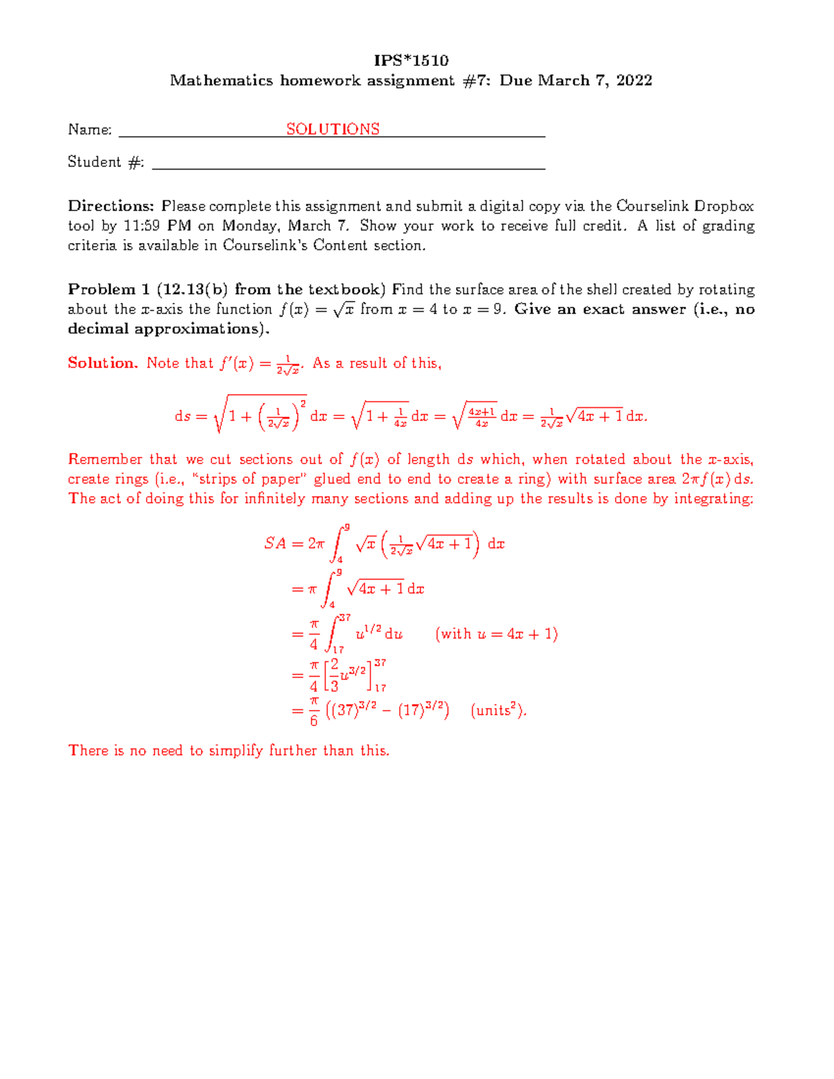 IPS1510 math hw7 solutions - IPS* Mathematics homework assignment #7 ...