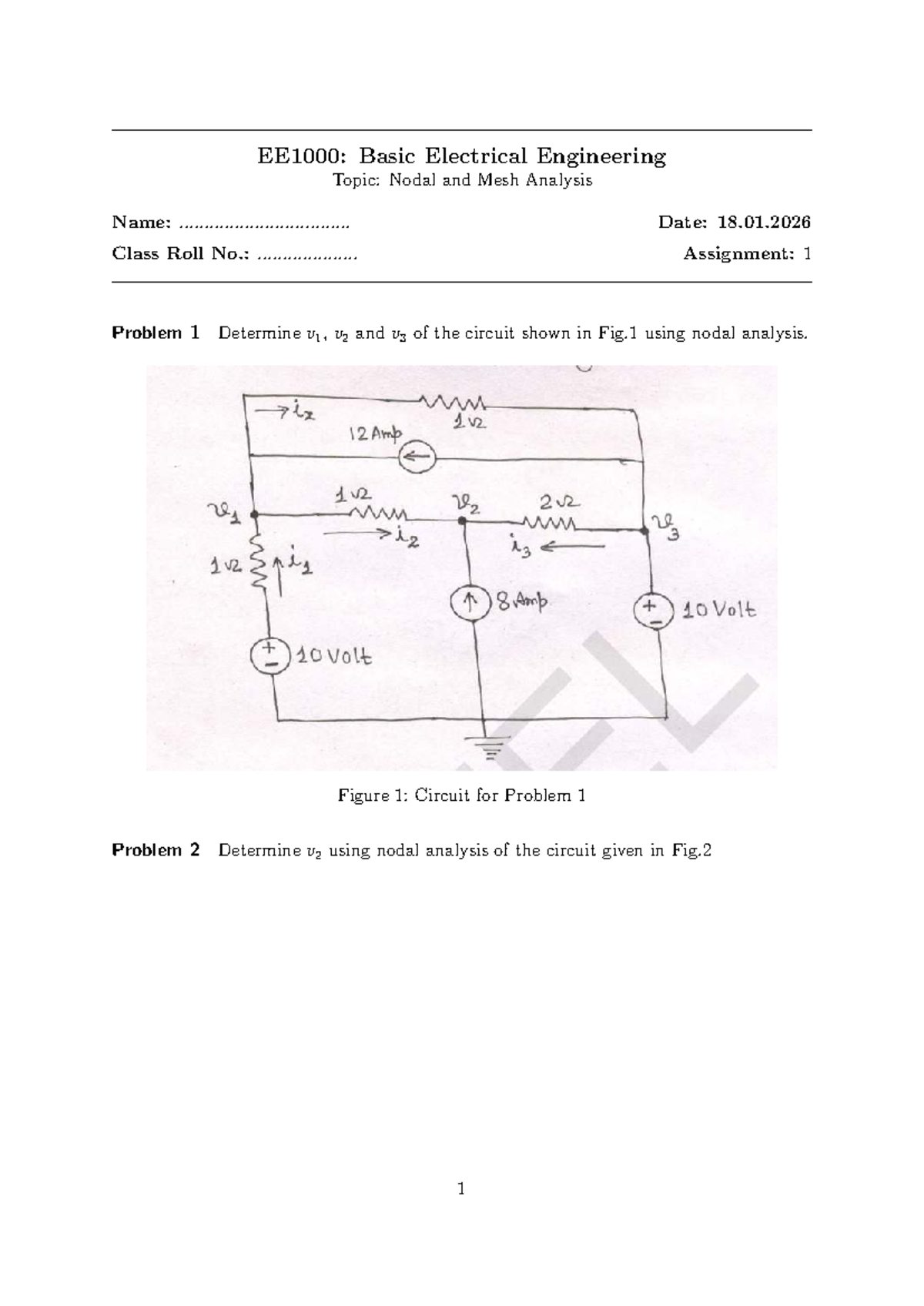 Assignment II BEE: Nodal and Mesh Analysis Problems - Studocu