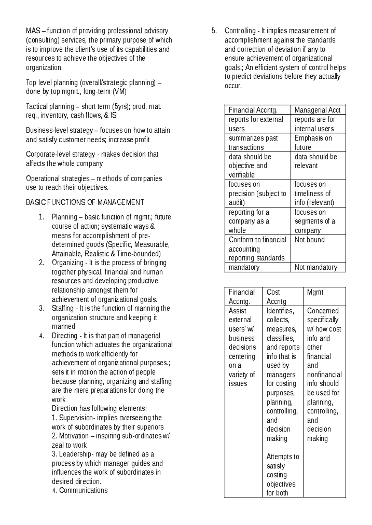 MS - Review - Basic Consideration in MS - MAS – function of providing ...