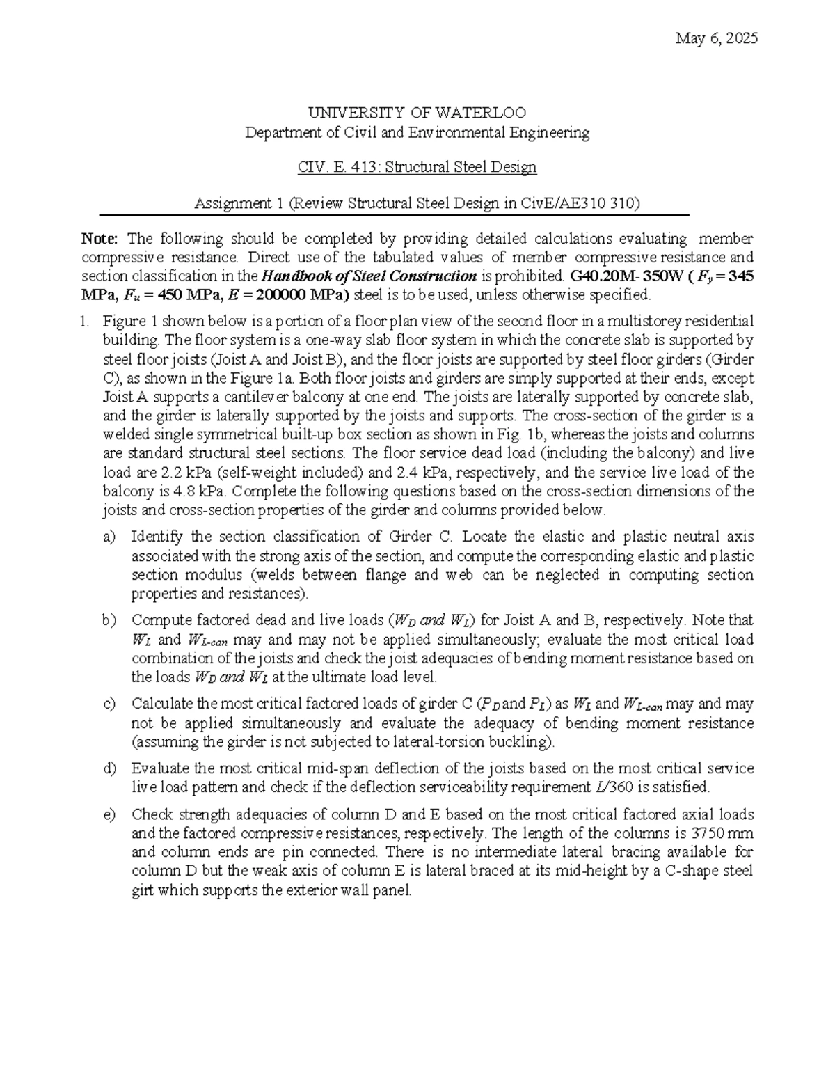 CivE 105 Mechanics 2 Midterm Exam Details and Guidelines 2022W - Studocu