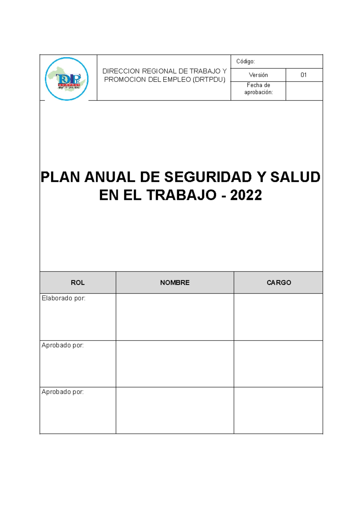 Modelo de Plan Anual de Seguridad y Salud en el Trabajo 2021 (SST ...
