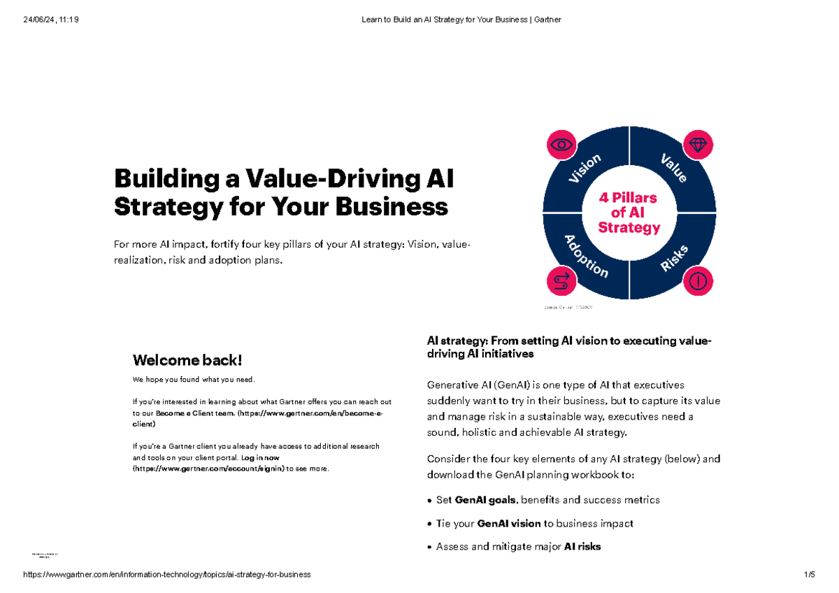 01 Learn to Build an AI Strategy for Your Business Gartner - Building a ...