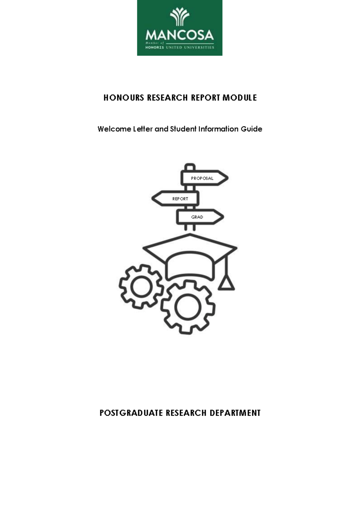 MANCOSA Honours Research Report Welcome Letter & Student Guide 2024 ...