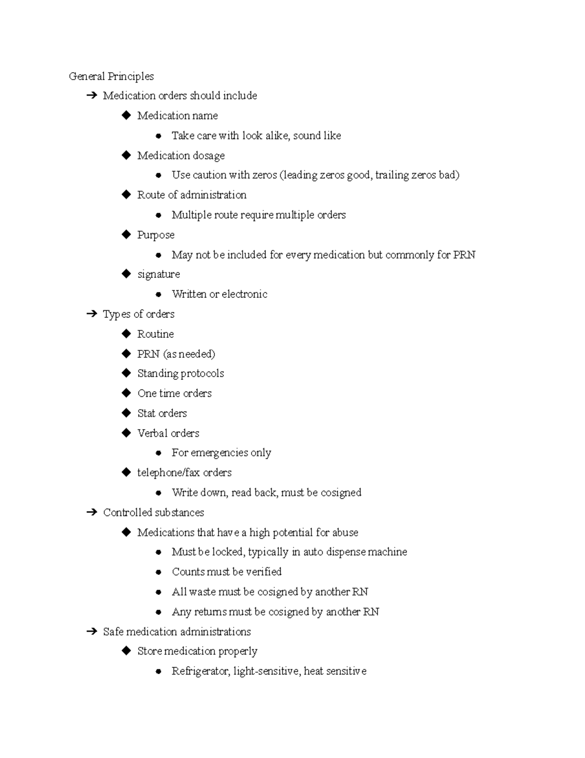Med Admin 1 - Key Principles for Safe Medication Orders - Studocu