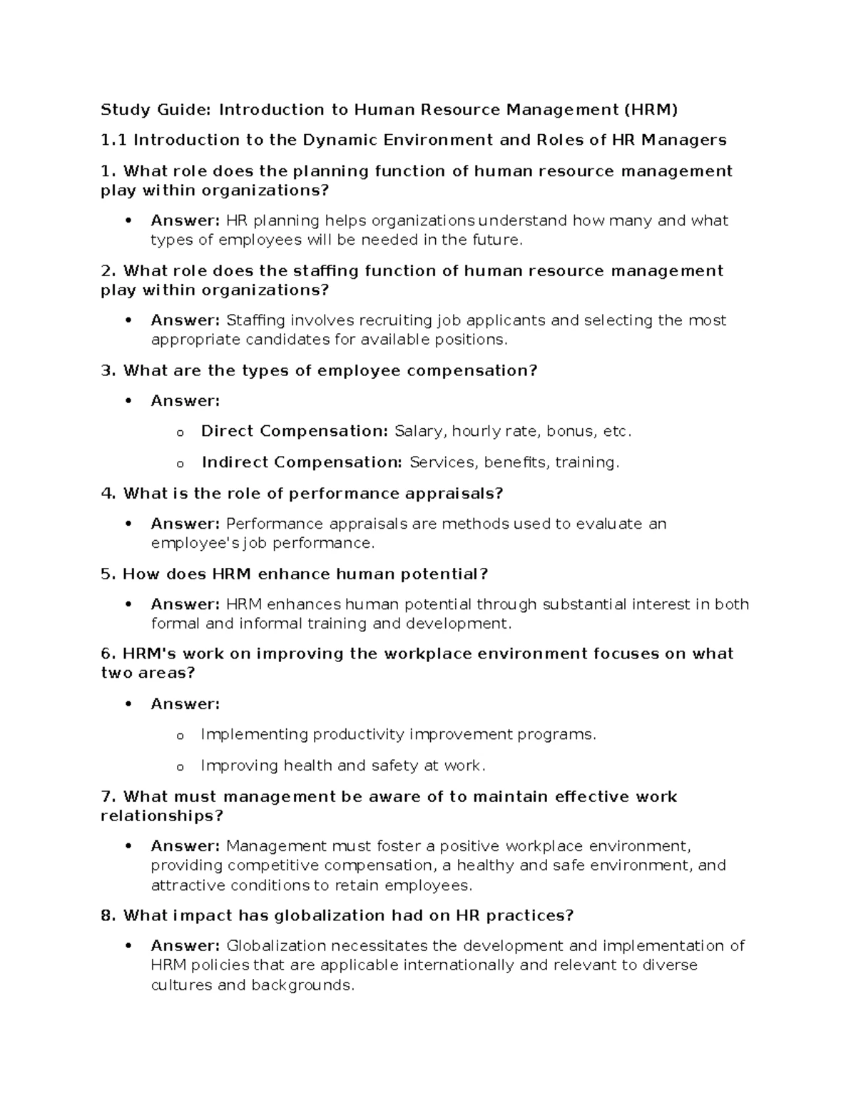D351 Comprehensive Study Plan for HRM Lessons and Assessments - Studocu