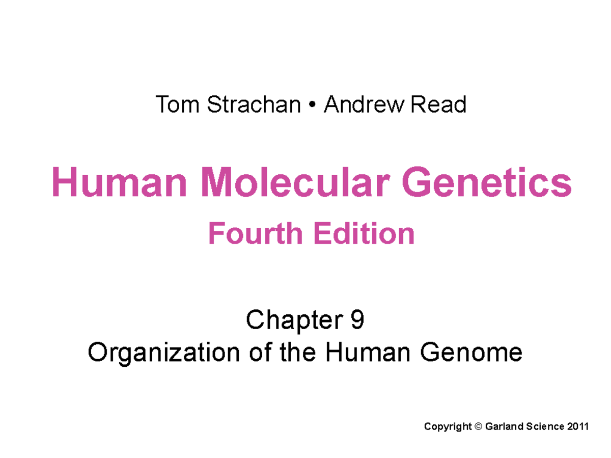 Human Molecular Genetics (4560) Chapter 9: Genome Organization Insights ...